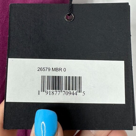 NWT Mac Duggal Empire Waist Spaghetti Strap Gown Mulberry 0 #9521 - Picture 6 of 8